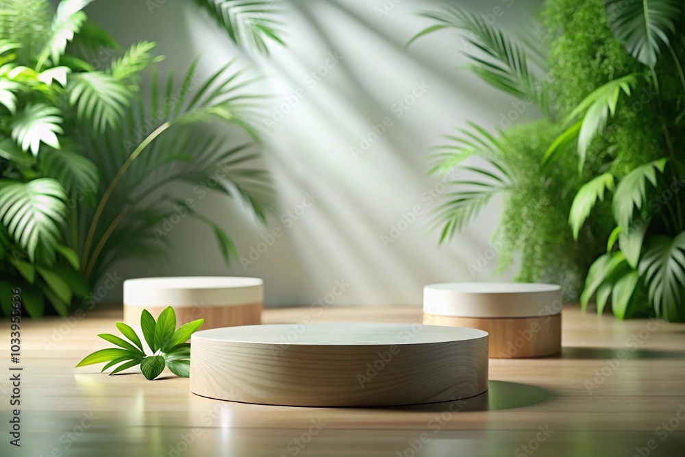 Abstract podium for displaying products with a natural style Abstract podium for displaying products with a natural style
