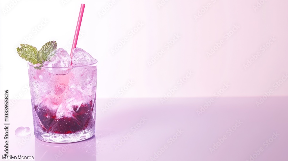 Refreshing Pink Drink with Ice and Mint Refreshing Pink Drink with Ice and Mint
