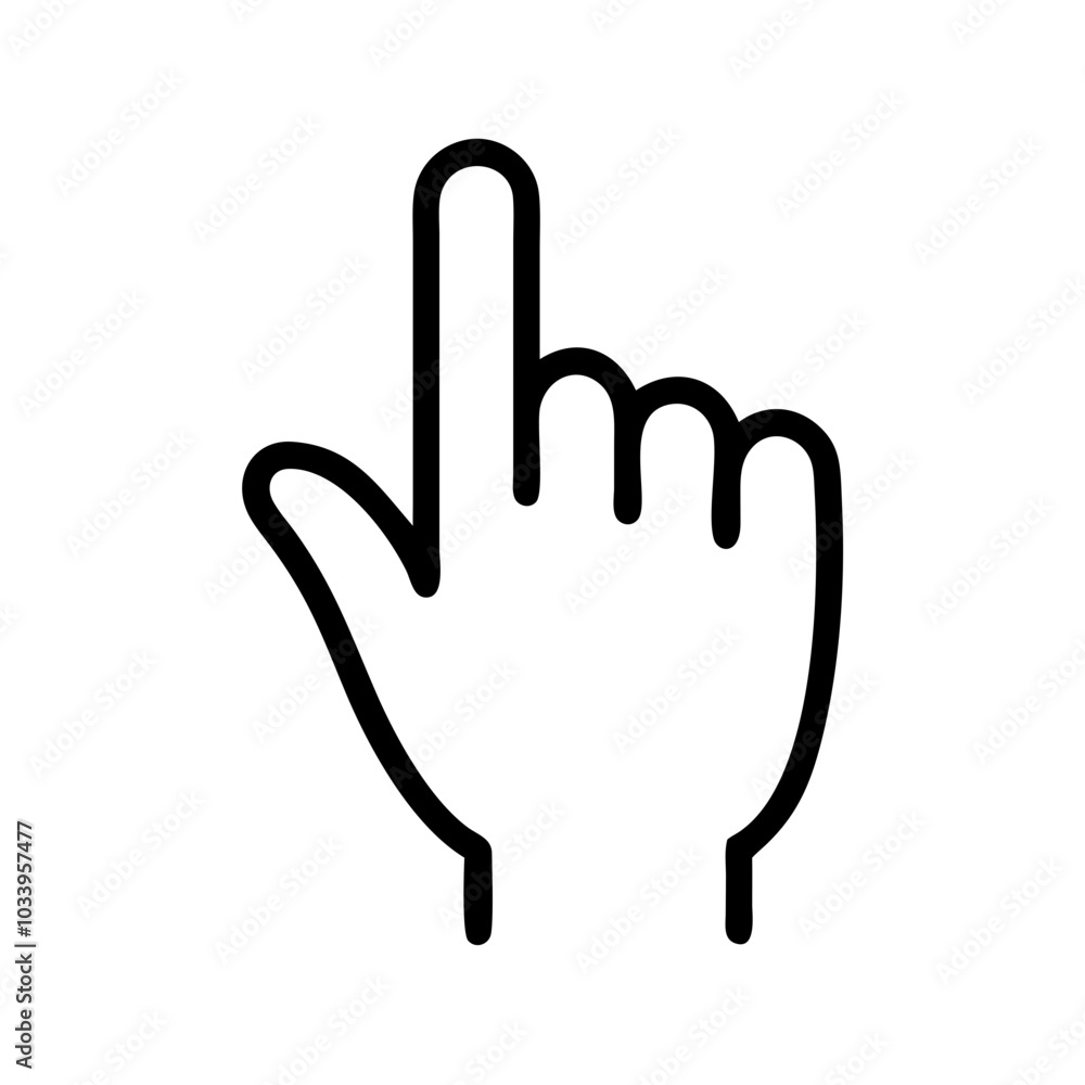 Minimalist pointing finger icon in black for directional indication Minimalist pointing finger icon in black for directional indication