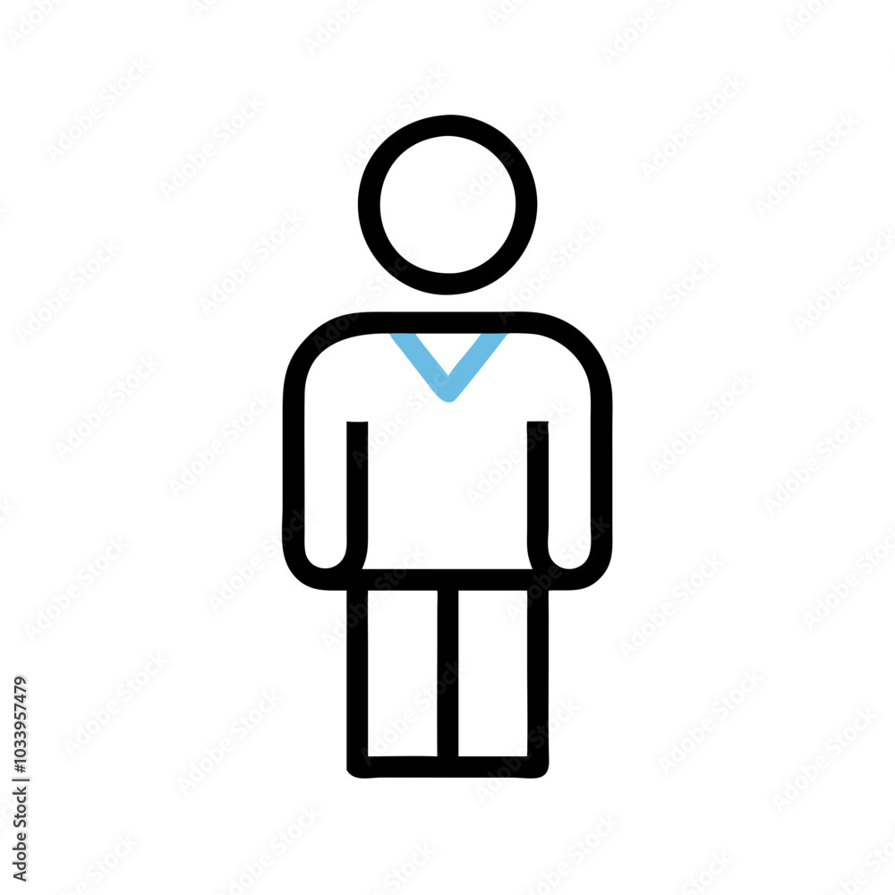Minimalist orderly icon in black with blue accent for healthcare staff Minimalist orderly icon in black with blue accent for healthcare staff