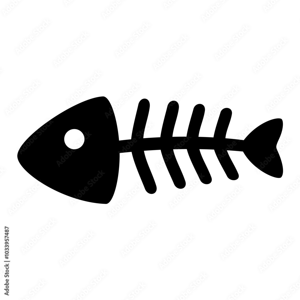 Black fish bone silhouette. Vector image Black fish bone silhouette. Vector image
