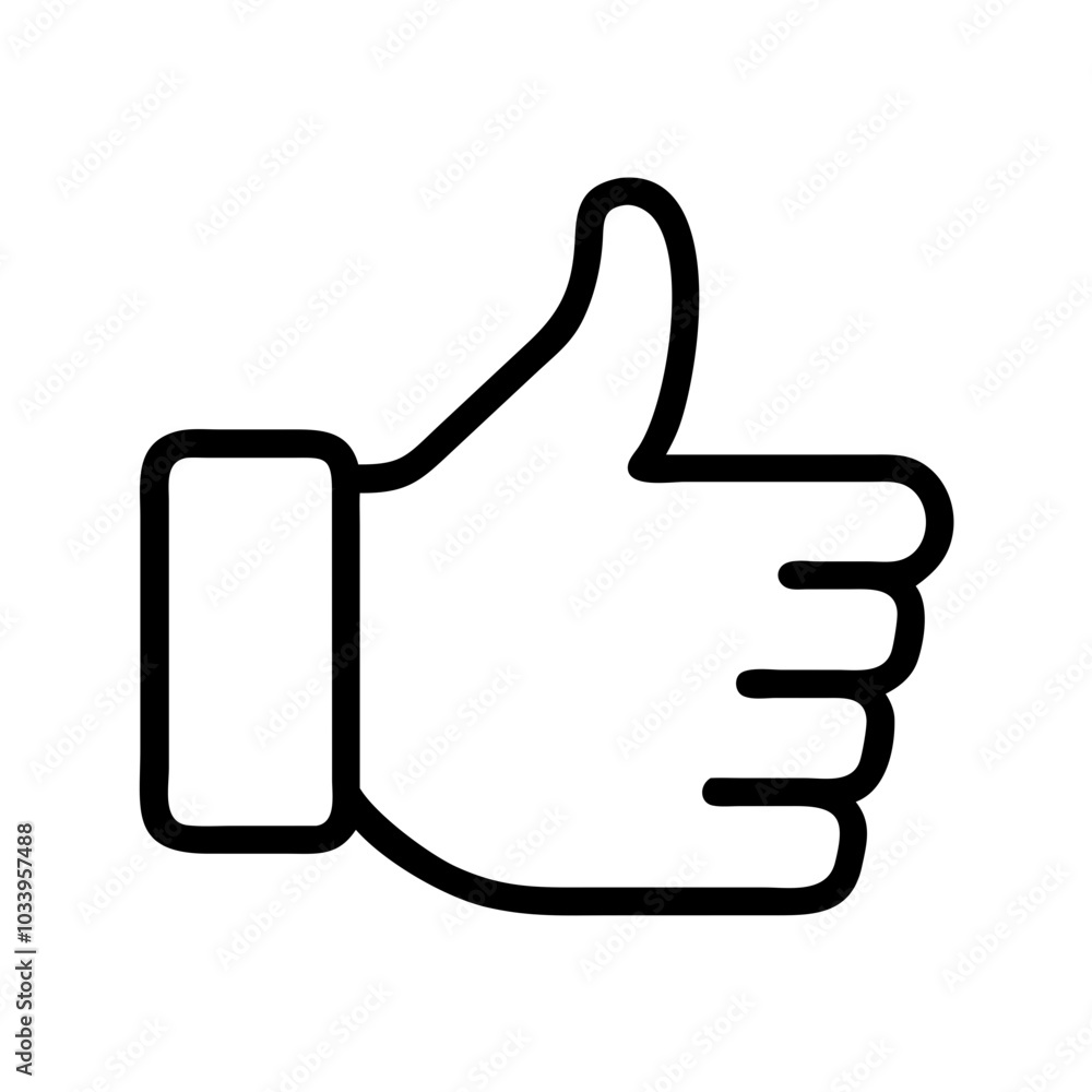 Minimalist thumbs-up icon in black for positive feedback Minimalist thumbs-up icon in black for positive feedback