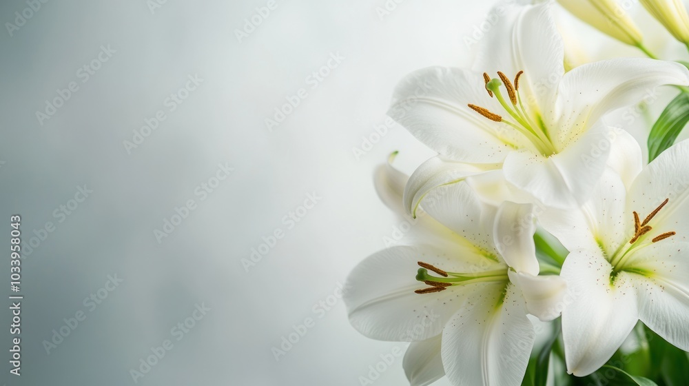Fototapeta premium White Lilies Bouquet Close-up