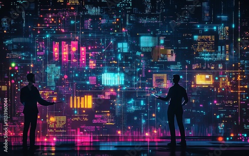 Vibrant illustration of the big data ecosystem, showcasing data engineers seamlessly connecting different data sources, symbolizing efficiency and innovation in integration