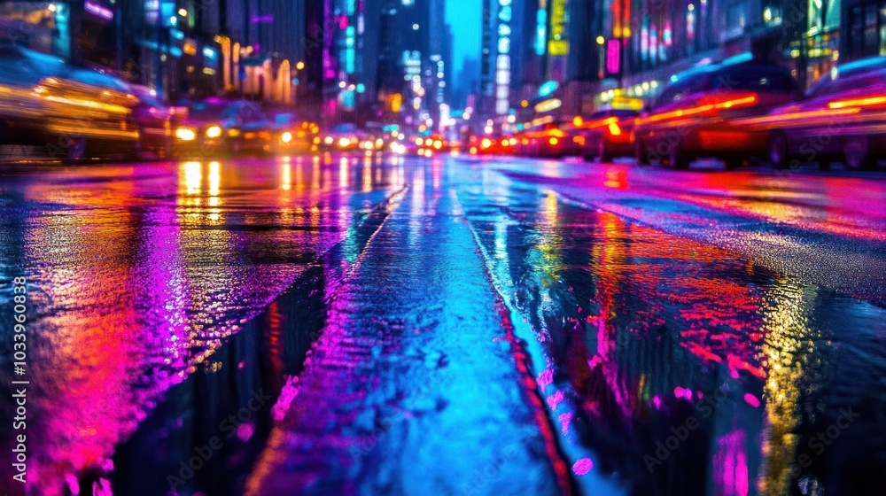 custom made wallpaper toronto digitalmesmerizing scene of colorful light trails weaving through a bustling city street at night,