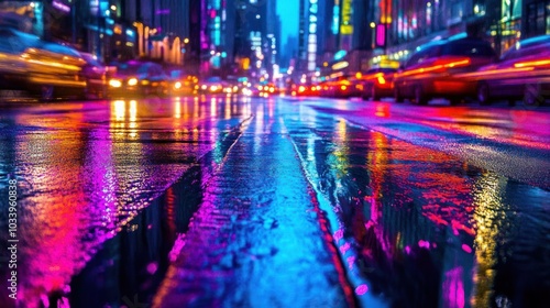 Wallpaper Mural mesmerizing scene of colorful light trails weaving through a bustling city street at night, Torontodigital.ca