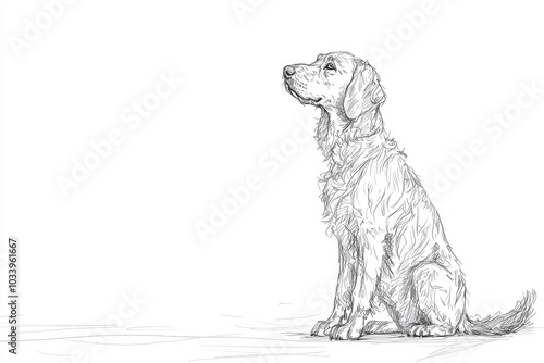 Sketch of a golden retriever dog, white isolated background.