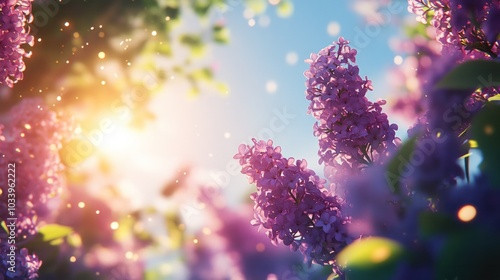 view of vibrant purple lilac flowers in full bloom