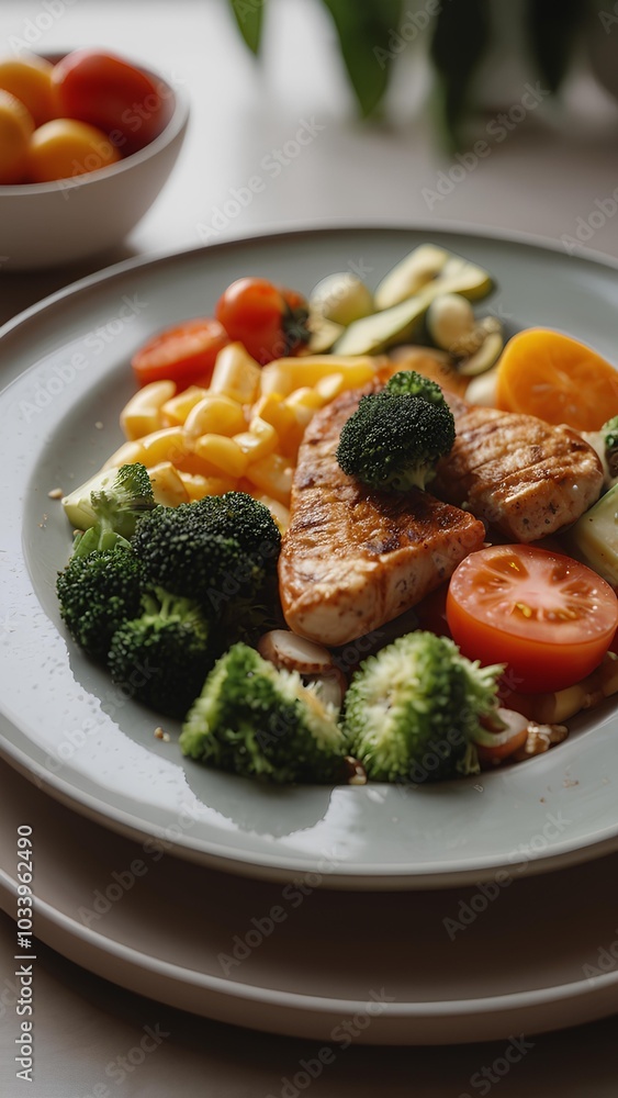 A healthy meal rich in vegetable, like broccoli, tomato, tofu. A healthy meal rich in vegetable, like broccoli, tomato, tofu.