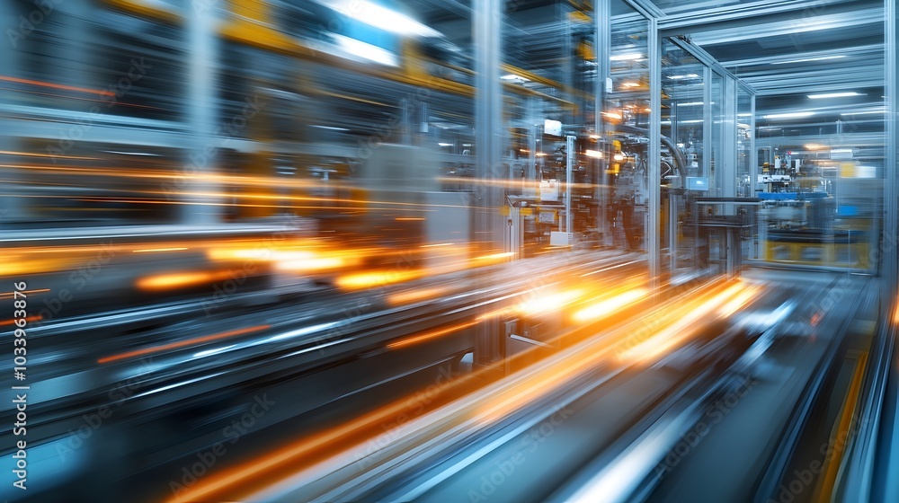 Blurred Motion of Industrial Manufacturing and Logistics in Modern Warehouse Blurred Motion of Industrial Manufacturing and Logistics in Modern Warehouse