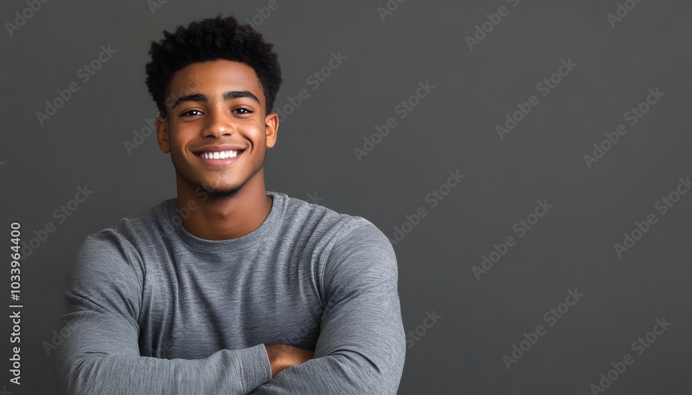 Portrait of a Smiling Young Man with Arms Crossed Portrait of a Smiling Young Man with Arms Crossed