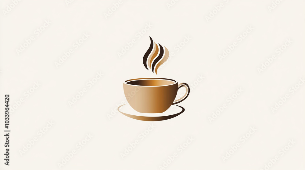 Obraz premium Coffee Cup and Saucer Illustration Steam and Warm Brown Colors