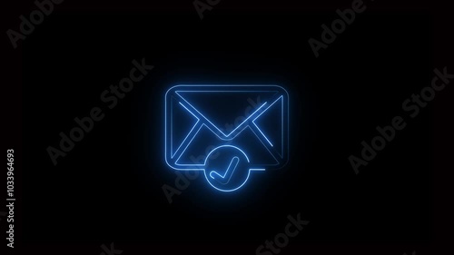 Email notification icon animation, email inbox notification icon animation. Neon email icon. rk video.