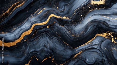 Golden Black Marble Abstract