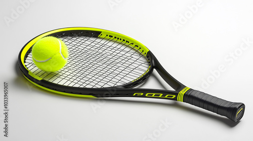 Tennis Racket and Ball Sport Equipment Professional Racquet Court Game Match Yellow