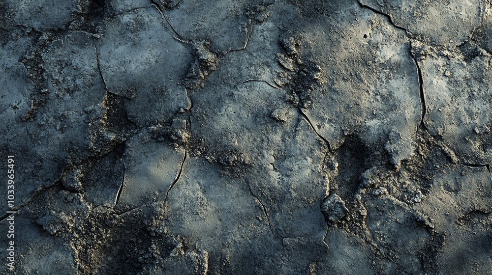 Fototapeta premium Cracked Stone Ground Texture Dark Grey Rough Uneven Surface
