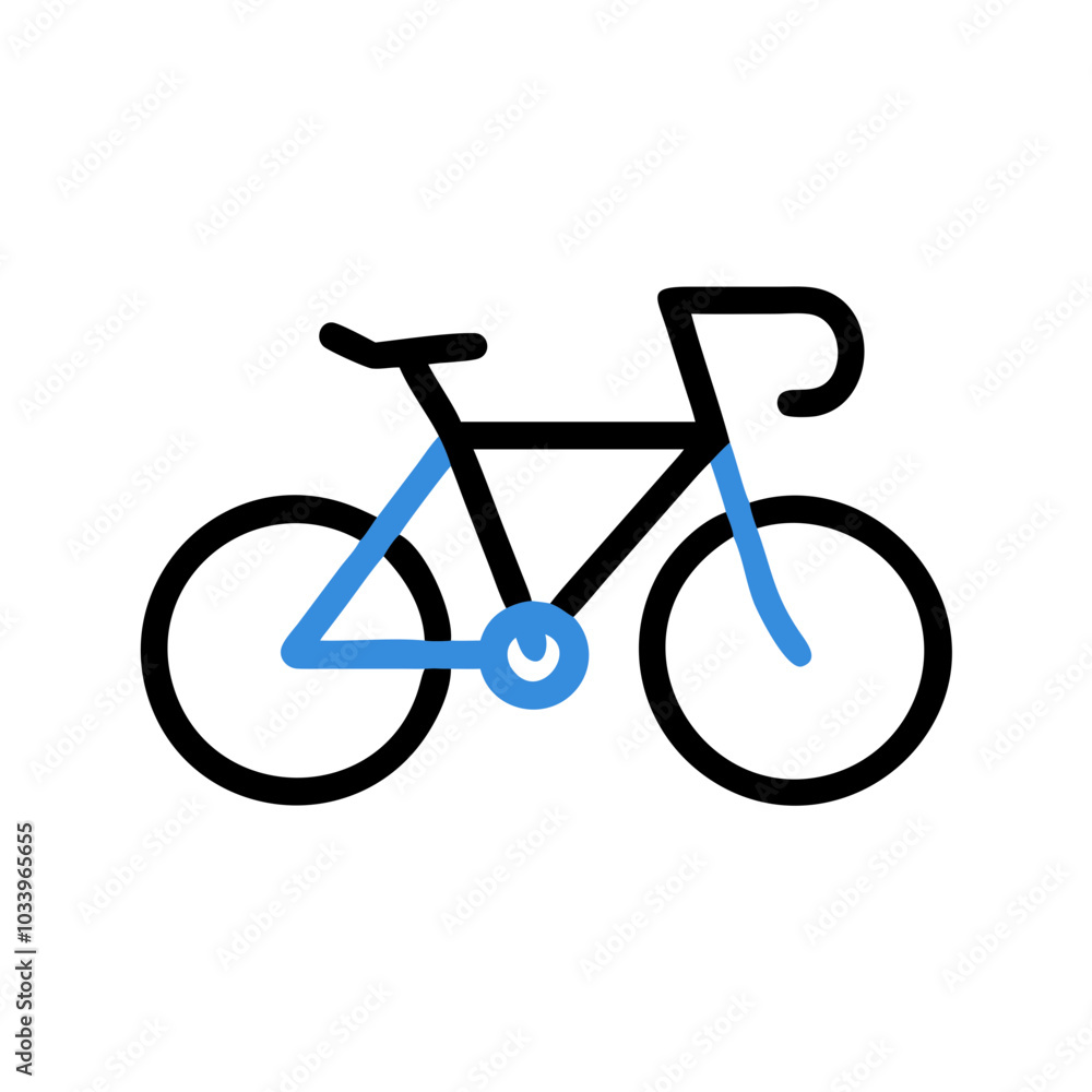 Sleek Bicycle Icon in Blue and Black for Eco-Friendly Transportation Sleek Bicycle Icon in Blue and Black for Eco-Friendly Transportation