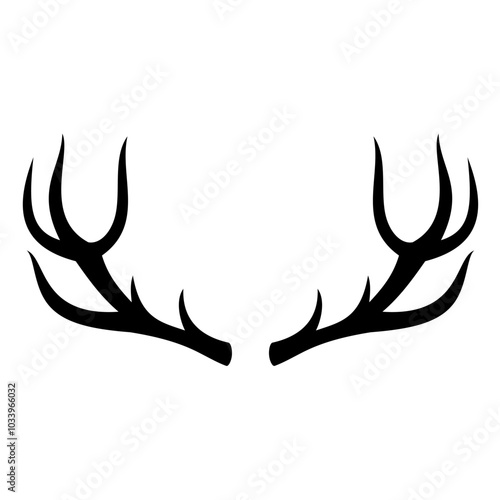 Deer antlers silhouette. Vector image