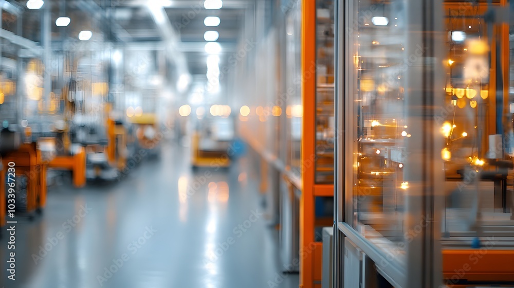 Modern Automated Industrial Warehouse with Conveyor Belts and Storage Shelves Modern Automated Industrial Warehouse with Conveyor Belts and Storage Shelves