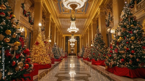 Wallpaper Mural Elegant Christmas Trees Adorn Magnificent Hallway Torontodigital.ca