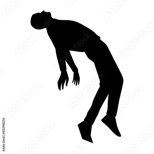 Flying man silhouette. Vector image.
