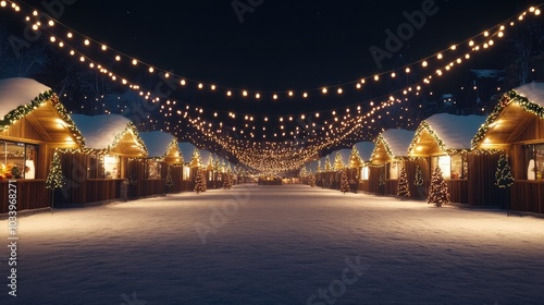 Wallpaper Mural Winter Night Market with Festive Lights and Snow Torontodigital.ca