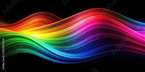 Abstract rainbow waves on dark background