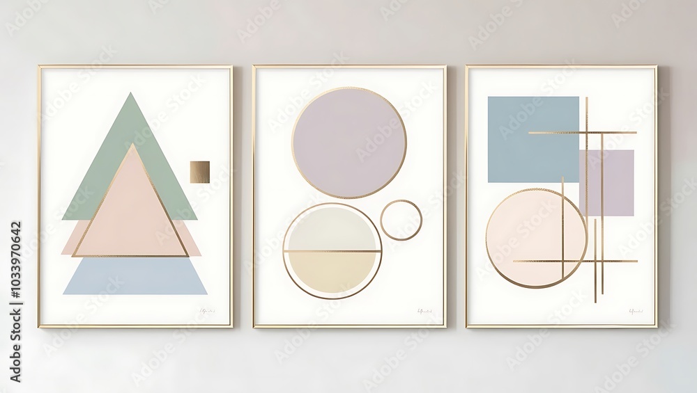 three abstract geometric wall art panels three abstract geometric wall art panels