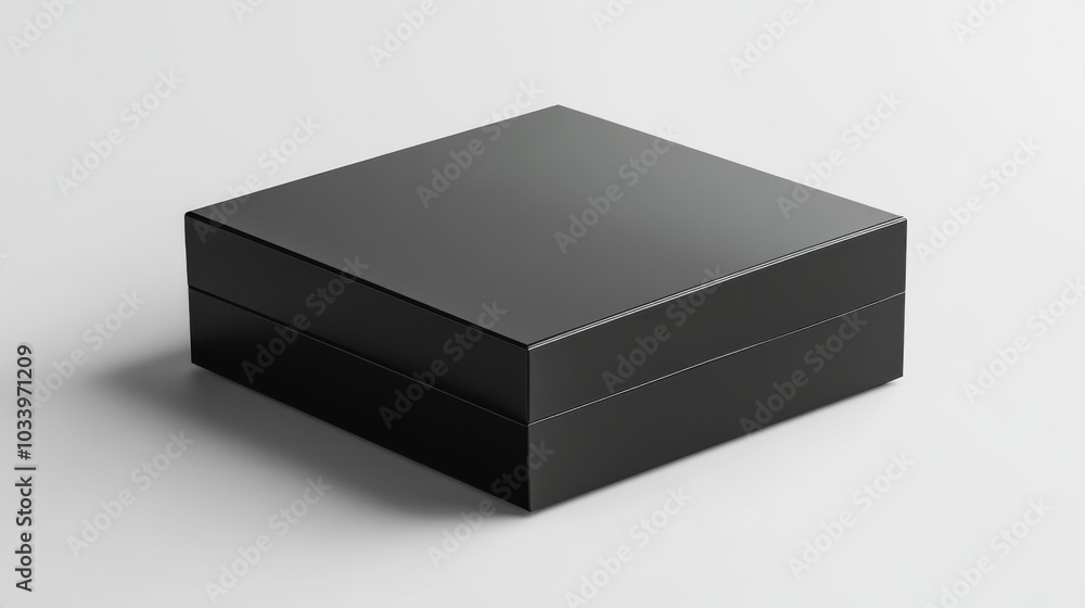 Sleek Black Box on White Background Sleek Black Box on White Background