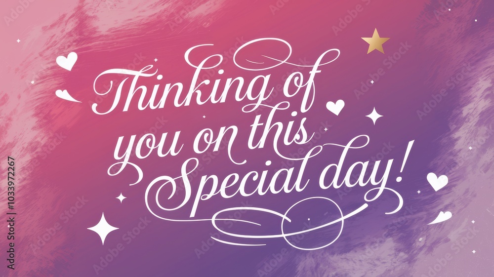Colorful Inspirational Quote: 'Thinking of you on this Special day!' in a Gradient Background for Greeting Cards Colorful Inspirational Quote: 'Thinking of you on this Special day!' in a Gradient Background for Greeting Cards