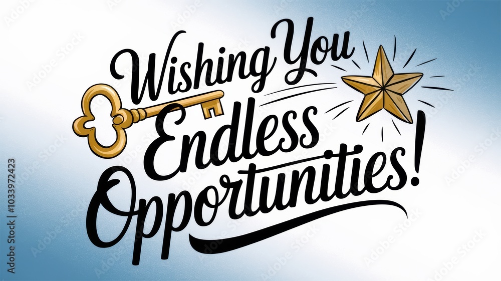 Stylized Typography: A motivational message featuring a golden key and star on a soft blue gradient background, ideal for inspirational content. Stylized Typography: A motivational message featuring a golden key and star on a soft blue gradient background, ideal for inspirational content.