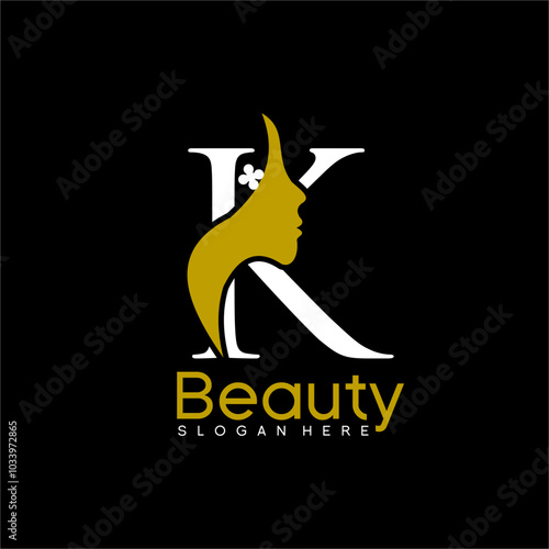 Beauty salon, spa, cosmetics logo design with initial letter K.