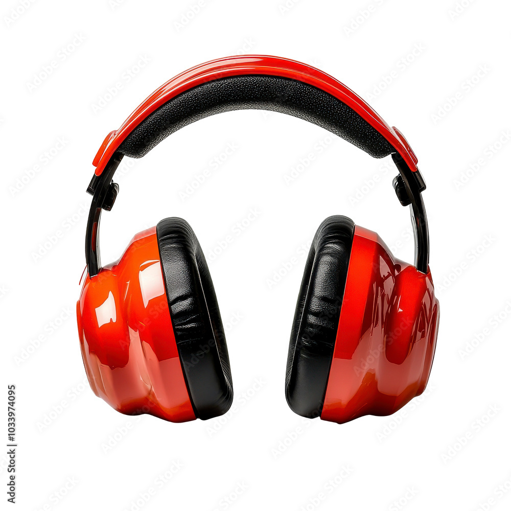 Red Safety Earmuffs, Noise Protection, Black Padding, Isolated Display, Industrial Gear, Hearing Guard Usage Isolated on white background or PNG Red Safety Earmuffs, Noise Protection, Black Padding, Isolated Display, Industrial Gear, Hearing Guard Usage Isolated on white background or PNG
