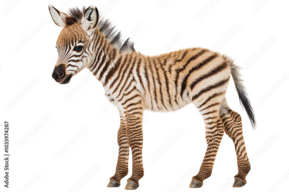Cute and Adorable Zebra Foal Isolated on a transparent Background, Perfect for Educational and Creative Projects Cute and Adorable Zebra Foal Isolated on a transparent Background, Perfect for Educational and Creative Projects