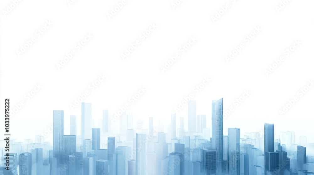 Cityscape with Foggy Skyline Cityscape with Foggy Skyline