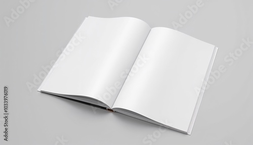 Open magazine cover mockup on a minimalist gray background