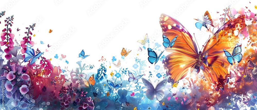 Enchanted Floral Fantasy with Butterflies Enchanted Floral Fantasy with Butterflies