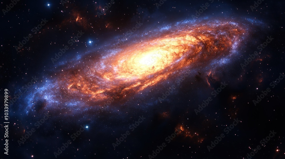 Fototapeta premium A vibrant galaxy showcasing swirling stars and cosmic dust.