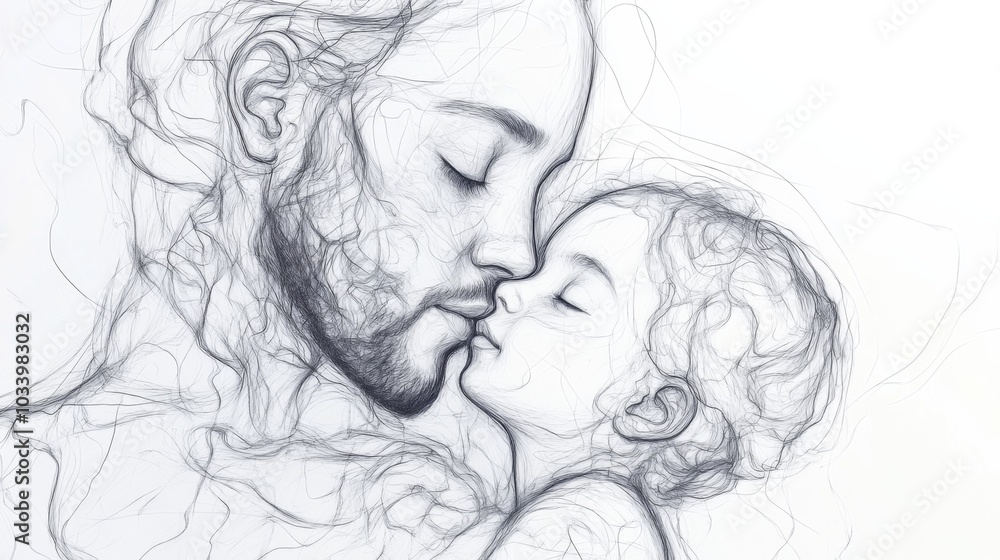 Intimate Father Child Sketch Intimate Father Child Sketch