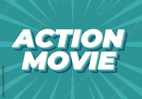 Action movie. Text effect in 3D look with modern colors