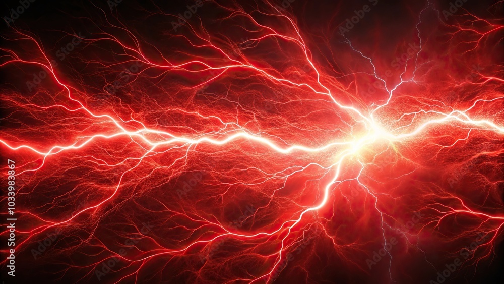 Obraz premium Abstract red lightning dance captured in a depth of field, creating an ephemeral blaze