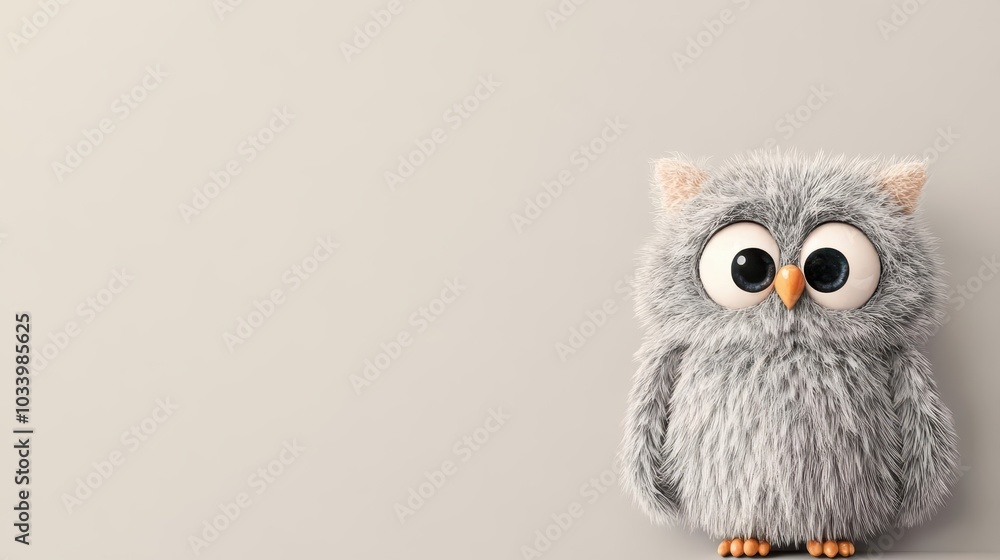 Fototapeta premium Furry creature with mismatched eyes, quirky expression, watercolor style