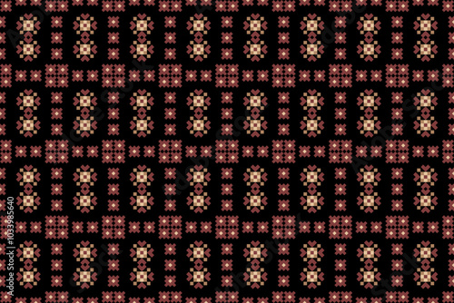 Geometric and cross stitch traditional ethnic pattern.floral pixel art embroidery. Elegance background abstract Aztec seamless pattern for fabric,cloth,dress,carpet,curtain,sarong,batik,wallpaper.