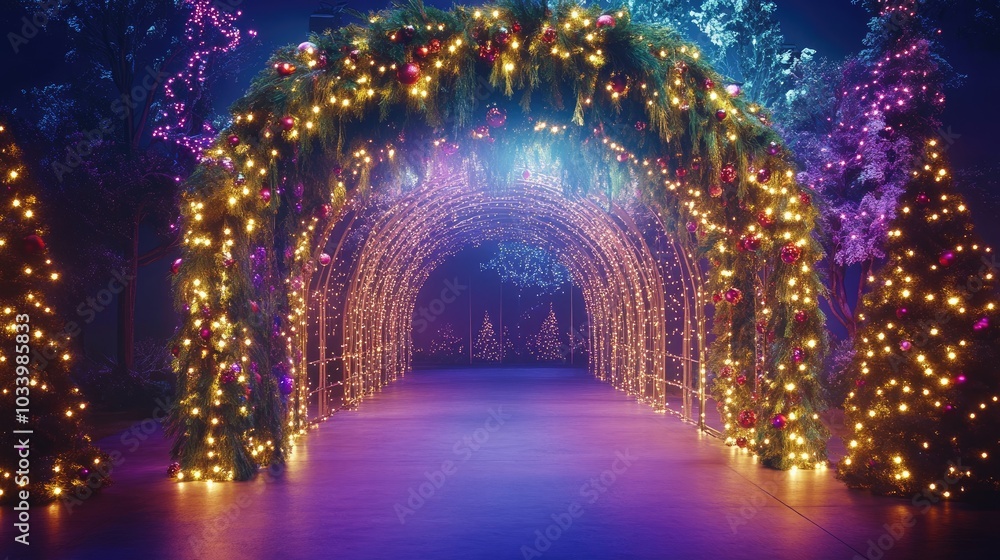 Fototapeta premium Enchanted Holiday Lights in a Festive Setting
