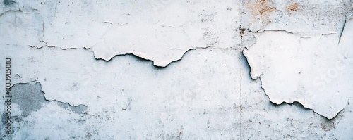 Close-up of cracked peeling paint on a weathered concrete wall