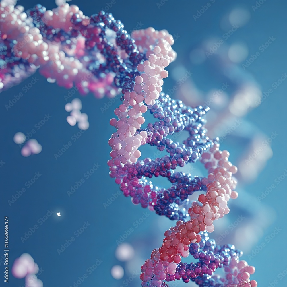 Concept of biochemistry with dna molecule on blue background Concept of biochemistry with dna molecule on blue background