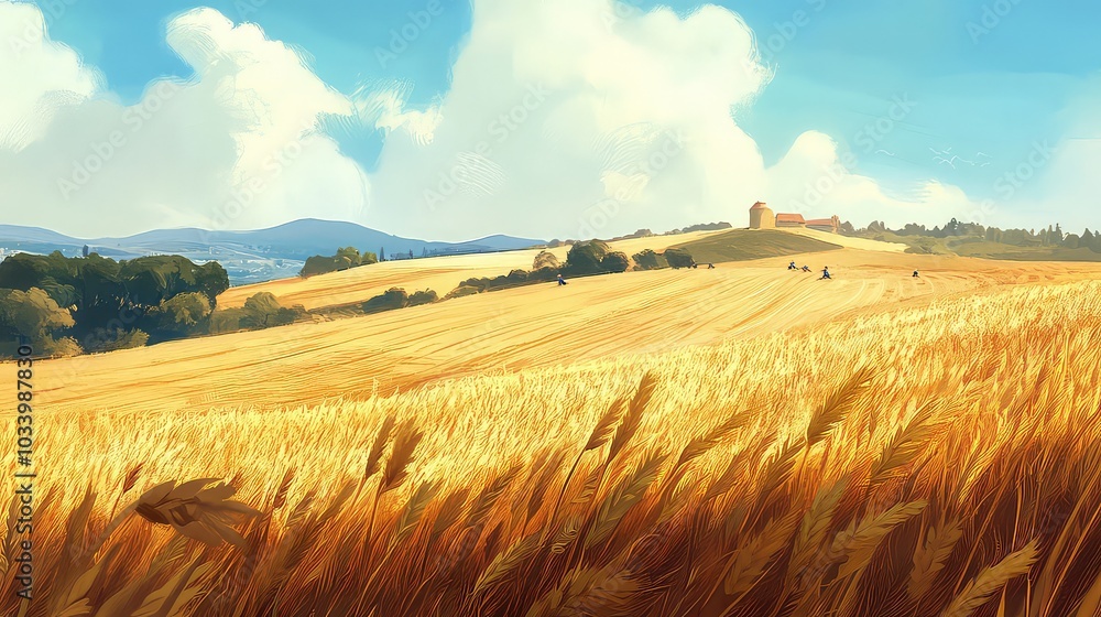 Beautiful Wheat Field, Generative AI Beautiful Wheat Field, Generative AI