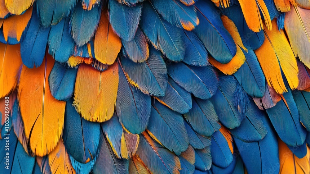 Fototapeta premium Blue and Orange Bird Feathers