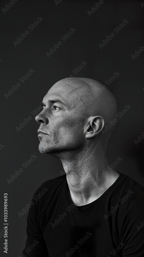 Contemplative Portrait of a Man in Black and White Contemplative Portrait of a Man in Black and White
