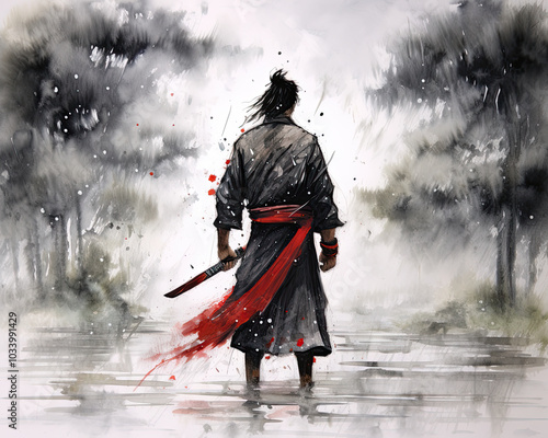 Samurai Warrior Holding a Sword